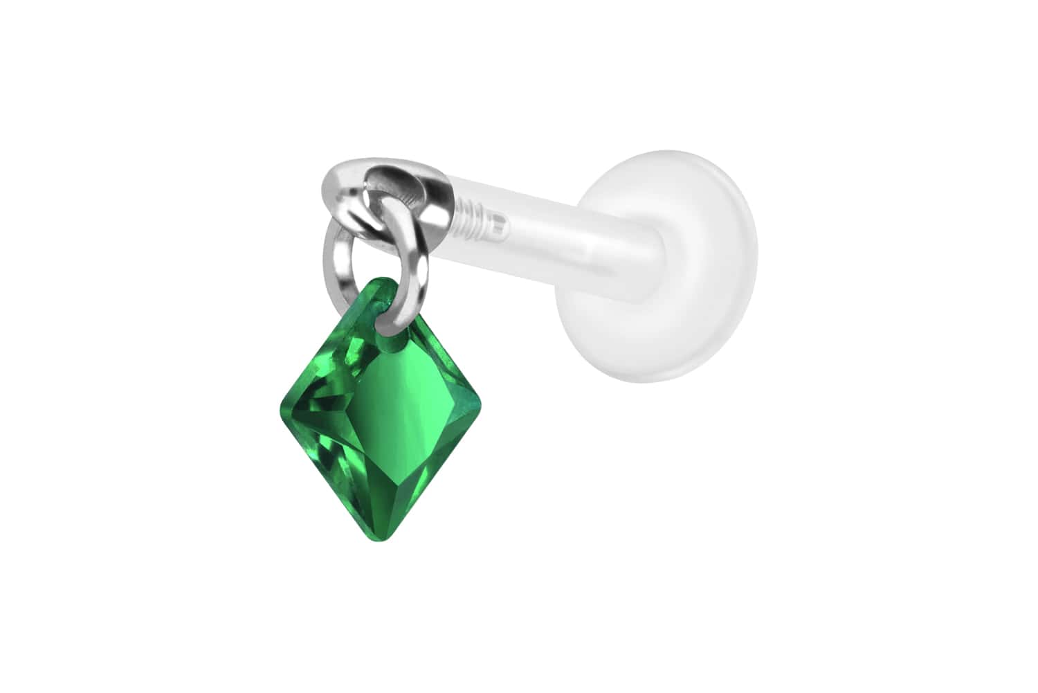 PTFE Labret Piercing mit Innengewinde + Titan-Aufsatz KRISTALLQUADRAT